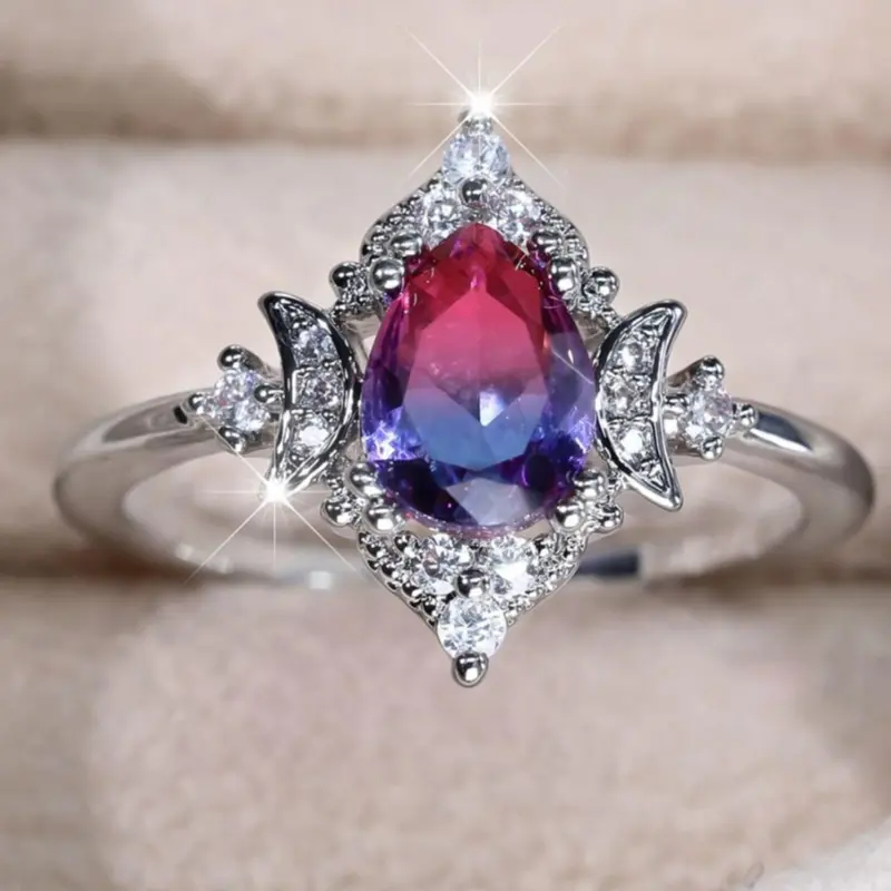 Luxury Artificial Zircon Crown Shaped Ring, Elegant Rhinestone Decor Jewelry for Women, Gorgeous Fashion Accessories for Party, Daily Clothing Decor, Artificial Zircon Rings, Beautiful Rings