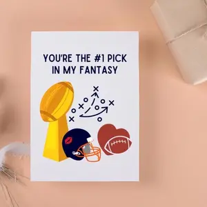 Fantasy Football Valentine Card / Anniversary Card / Sports Card / funny anniversary card for him