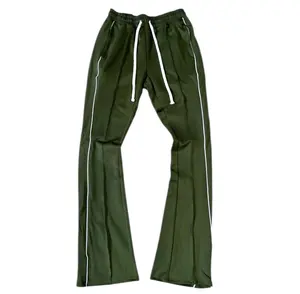 Rebel - Track Stacked Flare Pants - Olive - 470 570
