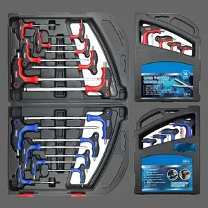 T-Handle Allen Wrench Set (16-Piece) – Portable Allen wrench set with a variety of sizes to choose from, made of CR-V steel, suitable for bicycle and motorcycle repair, mechanical maintenance, as well as outdoor and household emergency repairs