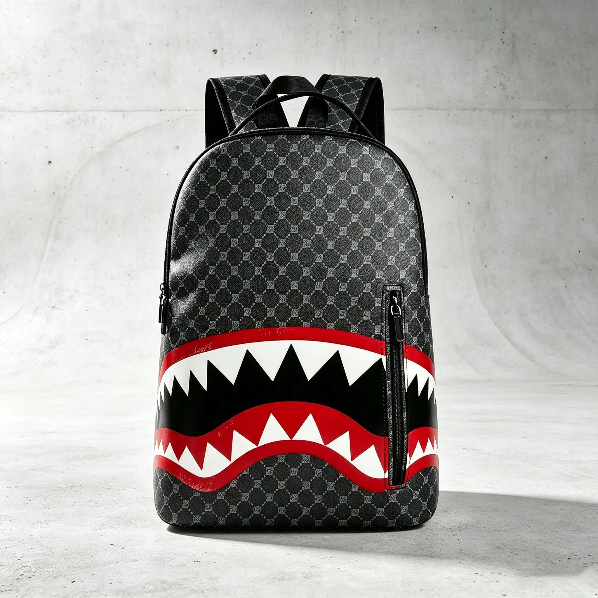 2026 Trendy Shark Pattern Oversized Capacity Backpack - Streetwear Casual Laptop Bookbag for Students, Outdoor Travel & Daily Use