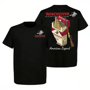 Winchester Men's T-Shirt American Legend 1866 AmmoBox Graphic Lever Action Rifle Print Vintage HuntingApparel Gun Enthusiast Gift Cotton Short Sleeve CowboyWestern Style Tees Menswear Top Streetwear Menswear Tropical Wetsuit