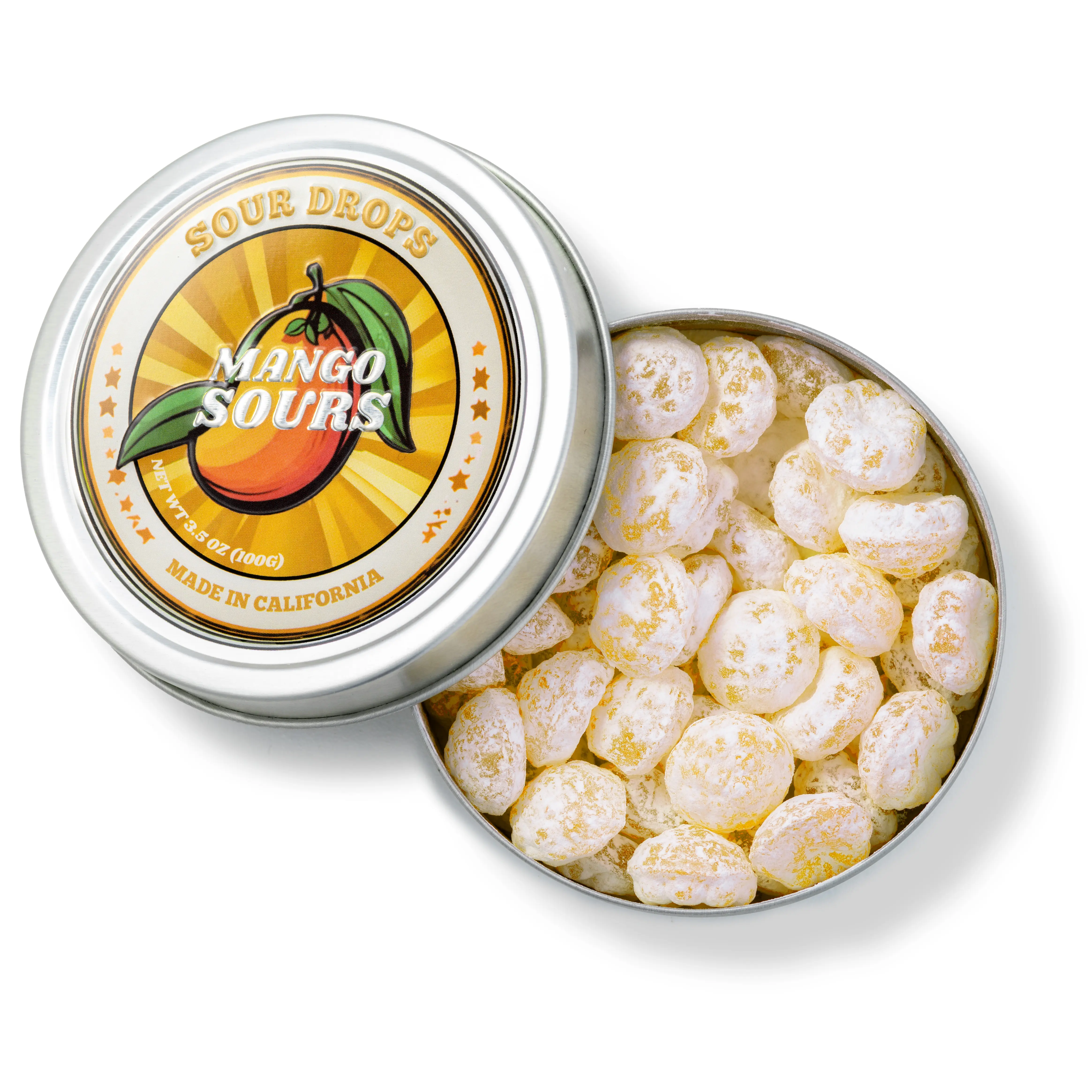 Sour Drops Dye-Free Mango Sours Hard Candy Sweet Tangy Snack