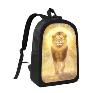 Leo4 Backpack for Boys & Girls - Heavy-Duty School Bookbag with Lion Print Design, Adjustable Straps & Chain Detailing, Zipper Closure, Machine Washable Suitable for Teens, College, Travel, University, Work - Durable Multifunctional Tote, for