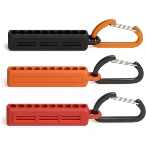 3 count 10 Holes  Bit Holder Storage Organizer, 1/4" Hex Bit Holders Organizer with Carabiner Clips,  Screw Bit Holder Storage Box