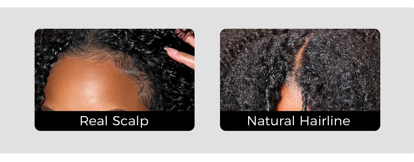 OQHAIR Afro Curly Hair V Part Wig No Leave Out Thin Part Human Hair Glueless Wig 0 Skill Needed Beginner Friendly Natural Scalp