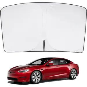 BASENOR 2026-2021 Tesla Model S Windshield Sunshade [Proprietary Design] [UV Protection] Foldable Heat Insulation Sun Shade Front Window Cover for Model S Accessories