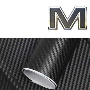 Compatible with  Yukon, Sierra, Denali, Acadia, Terrain Front or Rear Emblem Overlay Carbon Fiber Vinyl Decal Wrap  Emblem Overlay Sheets 4"X6" (Black Carbon Fiber)