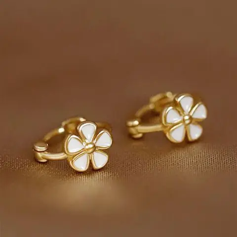 Elegant Flower Design Hoop Shape Earrings, Fashionable Ear Jewelry for Women, Trendy All-match & Exquisite Jewelry for Birthday Gift, Fashion Jewelry Party, Versatile Earrings, Earrings Hoops