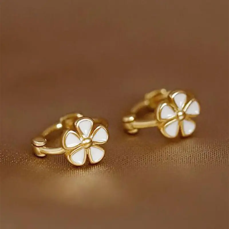 Elegant Flower Design Hoop Shape Earrings, Fashionable Ear Jewelry for Women, Trendy All-match & Exquisite Jewelry for Birthday Gift, Fashion Jewelry Party, Versatile Earrings, Earrings Hoops