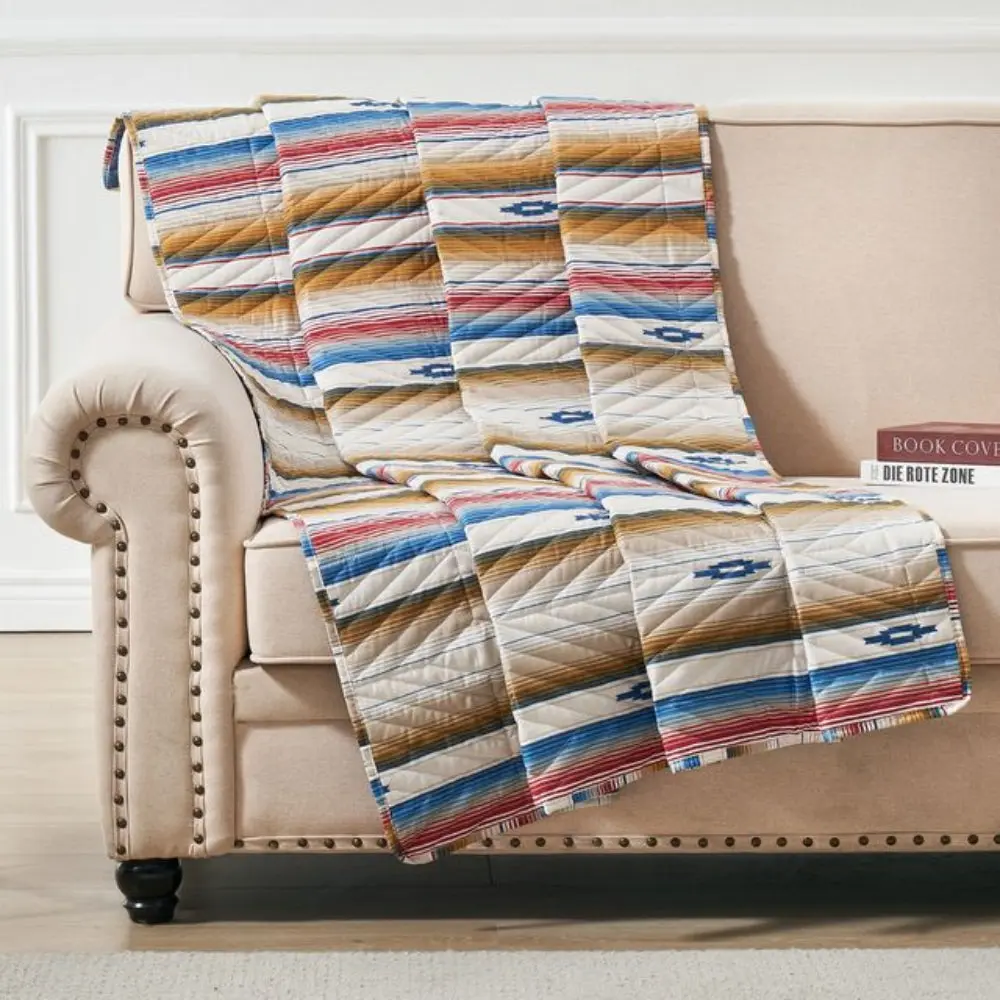 Greenland Home Fashions Painted Desert Sapphire Throw, 100% Polyester Quilted Blanket, Prewashed and Machine Washable, 50"x60"