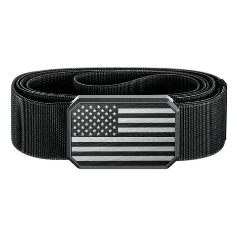 Groove Life Groove Belt, Men's Magnetic Stretch Belt, Adjustable Fit & Durable for Work, Everyday Carry & Casual Wear, Hero Flag / Black