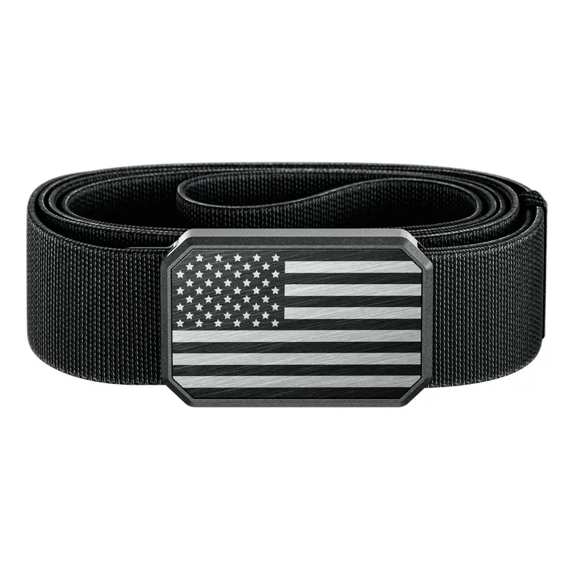 Groove Life Groove Belt, Men's Magnetic Stretch Belt, Adjustable Fit & Durable for Work, Everyday Carry & Casual Wear, Hero Flag / Black