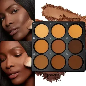 Nine-Color Foundation and Concealer Palette, Matte Shimmer Effect, Oil-Control Formula, Lightweight Texture, Multifunctional Shades for Makeup