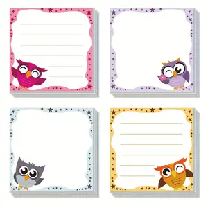 4pads (200pcs) Cute Owl Sticky Notes, Humorous Memo Pad, Creative Gift for Note-Taking, Fun Office Supplies, Graduation Season Gift