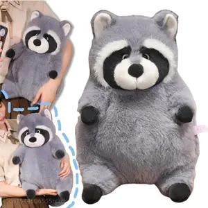 20-35cm Artificial Fat Raccoon Plush Doll Grey Round Raccoon Animal Plush Toy Super Soft Christmas Gift For Boys And Girls