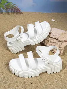 Women's Fashionable Plain Color Chunky Platform Sandals, Casual Comfortable Sandals for Daily Wear, Trendy All-match Shoes for Women & Girls, Summer, Casual Beach Sandals, Chunky Sole Sandals