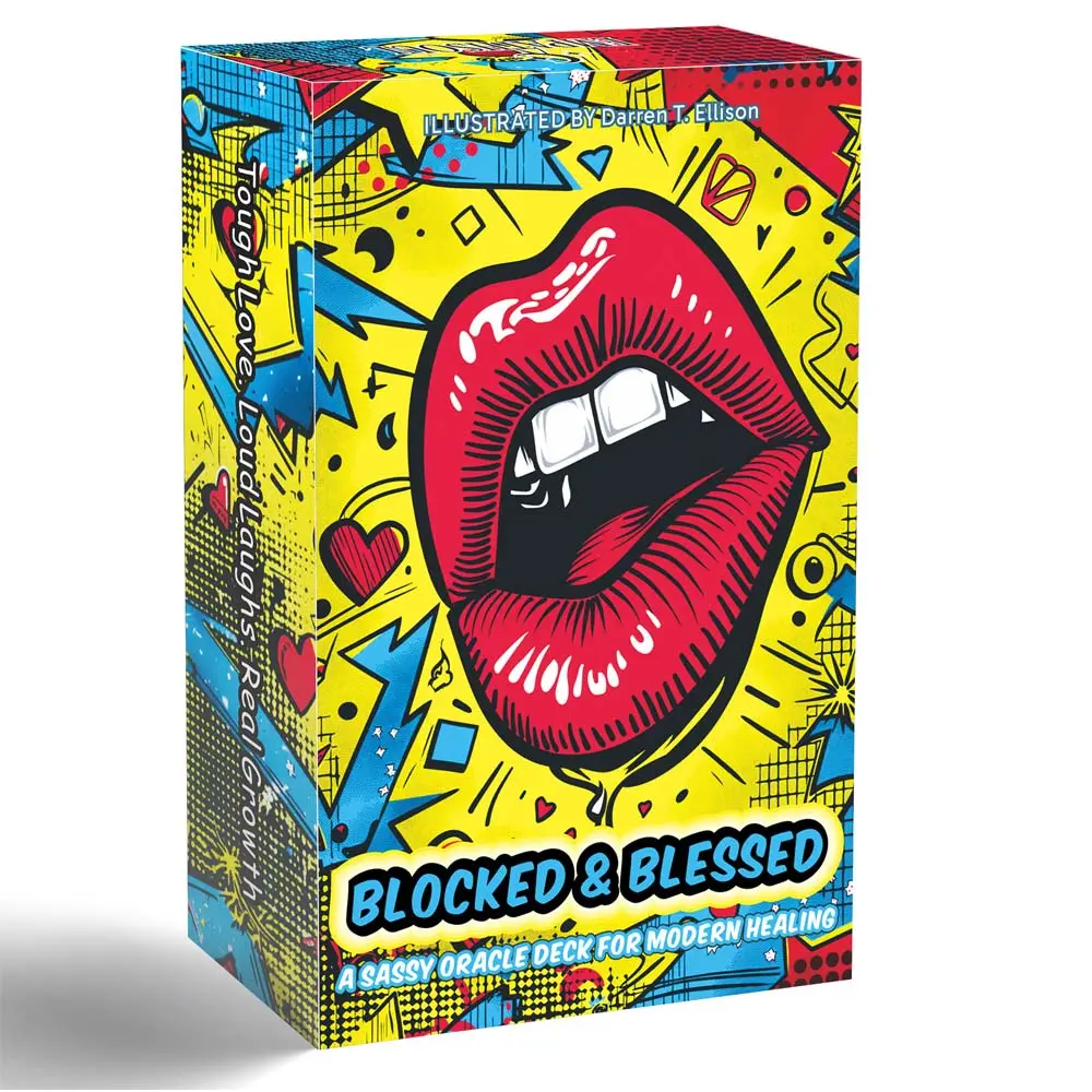 54 Card Deck, 13x8cm Size, BLOCKED & BLESSED , A SASSY ORACLE DECK FOR Modern Healing Cards Set, Suitable for Shadow Training & Breakup Recovery, Humorous Divination Game, Party Game Cards, Card Games