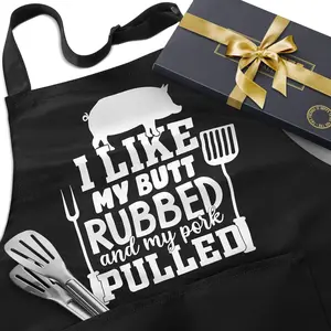 Funny BBQ Apron Gifts for Men, Grill Chef Apron with Pockets, Adjustable Cooking Apron - Birthday & Fathers Day Gifts for Dad Husband Brother Boyfriend Grandpa
