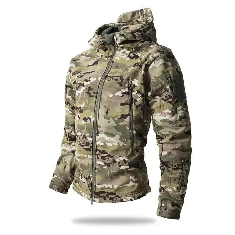 5XL 6XL Soft-shell Hard Shell Camouflage Jacket Fleece Thick Tactical Suit Hooded Coat Manufacturers Handsome Outdoor Jacket