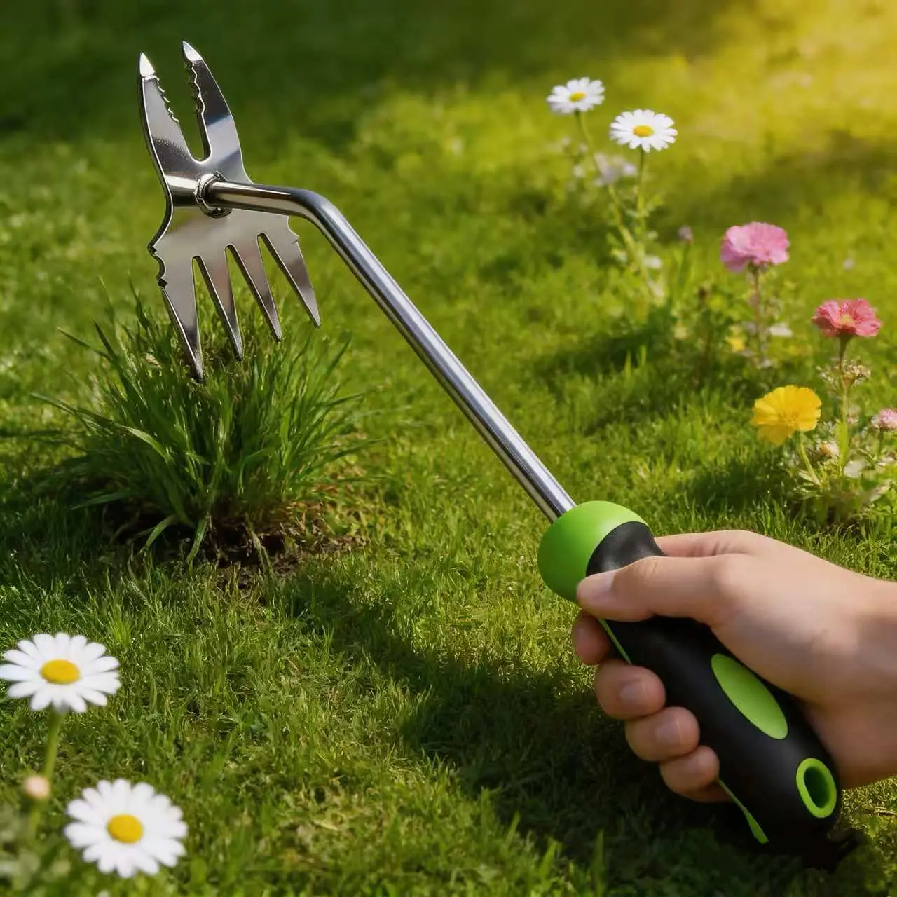 2-in-1 Hand Weeder Puller Tool | Heavy-Duty Stainless Steel Root Remover with Ergonomic Handle, for Deep Weeds & Dandelions