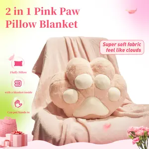 Blanket nap Cat paw throw pillow dual-use office good hand warmer pillow Car air conditioner 2-in-1 pillow