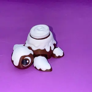 Clicker Clicky Cinnamon Roll Turtle Fidget - 3D Printed Clicker with Unique Design and Brown and White Coloration
