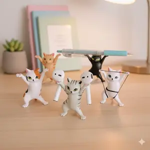 Cute Cat AirPods Holder, Anti-Slip Desk Decor for Office & Home, Multi-Scene Adorable Decoration, Kawaii Shelf Ornament & Window Display Craft Gift Idea, Figurine