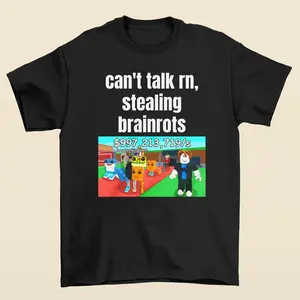 Steal a Brainrot Funny Meme T-Shirt Featuring Viral Roblox Theme and Playful Design for Meme Enthusiasts