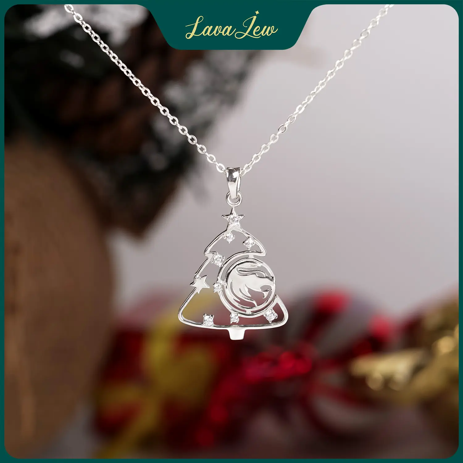 LavaJewelry Leo Chrismas Tree Necklace, Christmas Tree Necklace, Necklace for Man and Woman, Girls, Jewelry Gift