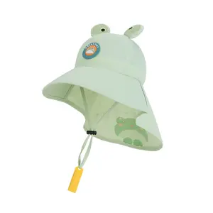 Children's Summer Hats for Boys & Girls, Outdoor Visor, Cartoon Cute Whistle Sunscreen Hat, Big Brim Shawl Bucket Hat
