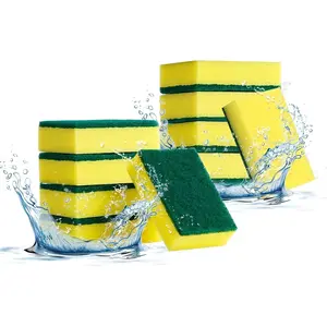 10-Pack Heavy Duty Scrub Sponges, Non-Scratch Kitchen Sponge with Durable Scouring Pad, Dual-Sided Cleaning Reusable Sponge for Dishes, Pots, Pans, Sinks – Extra Absorbent & Long-Lasting Microfiber Set