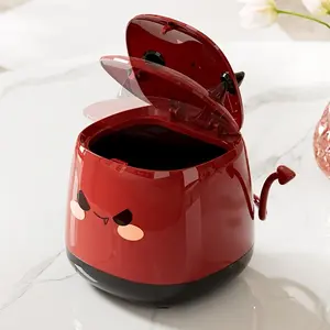 Compact Desktop Trash Can, Paper Waste Bin, Napkin Holder, Press-Open Lid, Small Devil Design, Ideal for Daily Use, Home Decor Accessory