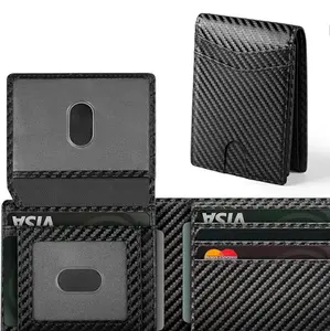 Wallet For Men Leather Black Wallets Bifold Carbon Fiber Front Pocket Card Holder Mens Accessories With Gift Box