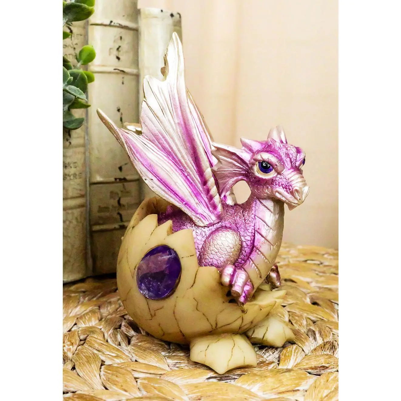 February Birthstone Dragon Egg Figurine, Blue Sapphire Gem Decor, Polyresin Resin Animal Sculpture, Symbolic Collectible Home Decor Gift