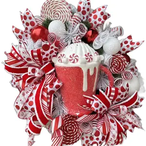 Peppermint Wreath, Christmas Wreath, Red and White Wreath Chirstams