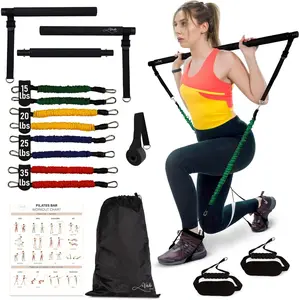Verde Acqua Pilates Essentials Kit for Short Women with Resistance Bands - Multifunctional Pilates Sculpt Bar - Home Gym Workout Equipment - Includes Exercise Chart for Full Body Workout