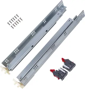 Undermount Drawer Slides Bottom Soft Close Drawer Slides 18 inch Full Extension Concealed Drawer Glides with Mounting Clips Bracksets 1Pair (2Pieces)