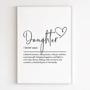 Daughter Definition, Print Wall Art, Daughter Gift, Daughter Birthday, Birthday Gift For Her, Daughter Mum Poster No Frame