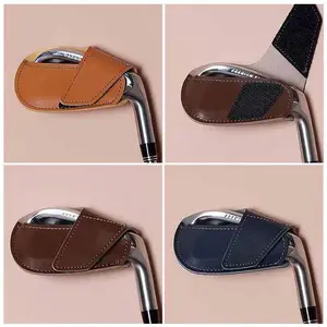 Premium Leather Golf Iron Cover Single Pack Club Head Protector Japanese Korean Style Scratch Resistant Youth Golf Accessory