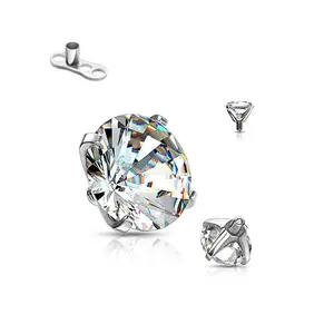 Surgical Steel Dermal Top 14 Gauge with CZ Set Gem & Anchor Base