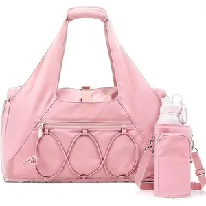 Gym Bag for Women Yoga Mat Bag with Shoe Compartment and Wet Pocket, Sport Yoga Gym Bag with Yoga Strap Carryall Yoga Tote Bag