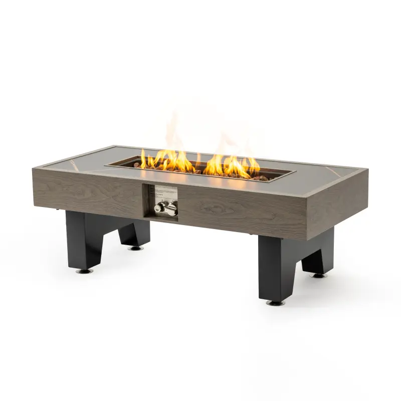 42" Propane Fire Pit Table - Adjustable Flame Outdoor Heater with Stainless Steel Burner & Weather-Resistant Cover for Patio, Backyard (Grey)