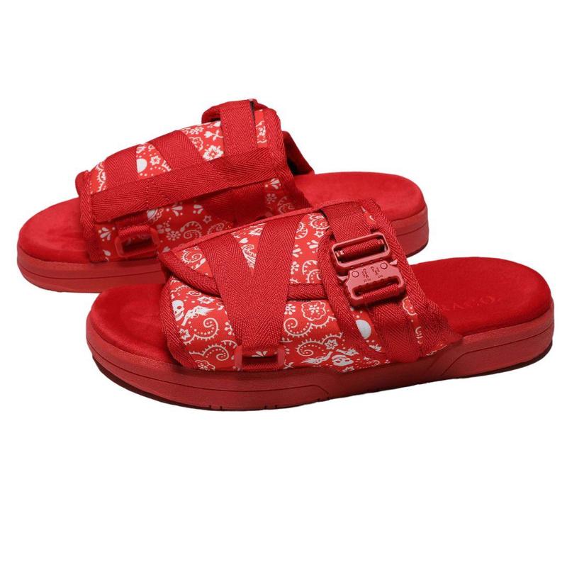Bandanna Paisley Print Slide Sandals for Men and Women – Custom Paisley Design with Adjustable Straps, Arch Support & Slip-Resistant Sole, Perfect for Wide or Narrow Feet, Stylish Casual Footwear for Everyday Wear