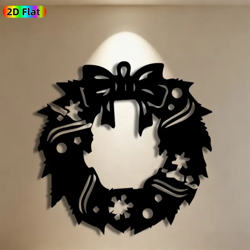 1pc Christmas Wreath Metal Wall Art, Festive Wreath Statue Mural, Ideal Gift for Christmas, New Year, Holiday Decor Enthusiasts, Weather-Resistant Metal Wall Decor Wall Sculptures, Perfect for Home Wall & Garden Fence, Charming Festive Metal Wall Ornament