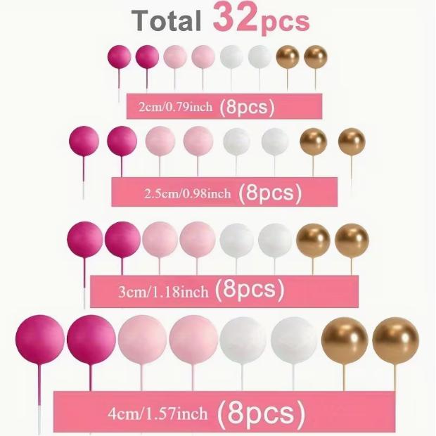 32pcs Cake Topper Set Spherical Decorations for Weddings Birthdays Halloween Christmas Party Supplies 32pcs Cake Topper Set Spherical Decorations for Weddings Birthdays Halloween Christmas Party Supplies