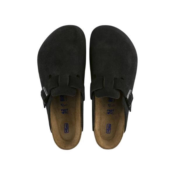 Birkenstock Women's Boston Soft Footbed Suede Leather Black Clog