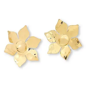 Bellezza Bronze Hammered Flower Stud Earrings