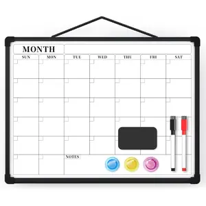 Monthly Calendar Dry Erase Board, White Board for Wall, Small Hanging Dry Erase Plank, Double-Sided White Plank for Home, Office, or School