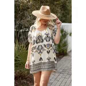 Somewhere Special Ivory Printed Mini Dress